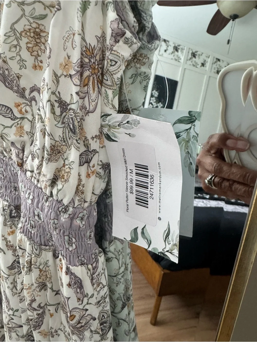 Anthropologie Lavender and Cream Floral Tiered Maxi Dress - Picture 5 of 5